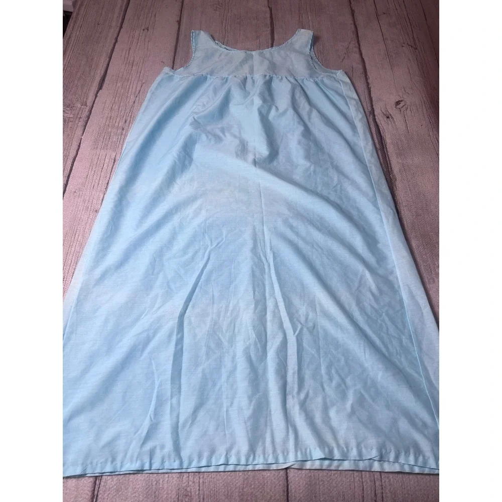 Montgomery Ward Vintage Light Blue Embroidered Nightgown Maxi‎ Dress Size Large